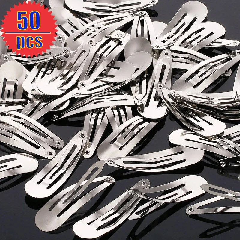 10-50pcs Y2K Silver Hair Clips BB Snap Hairpins Base for DIY Handmade Barrettes Styling Tool Fashion Women Girl Hair Accessories