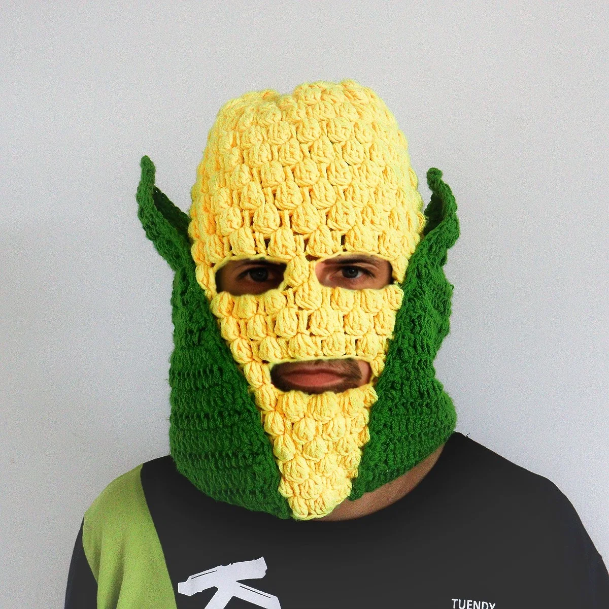 

Corn Monster Bucket Hat Funny Vegetable Face Mask Winter Warm Knitted Cap