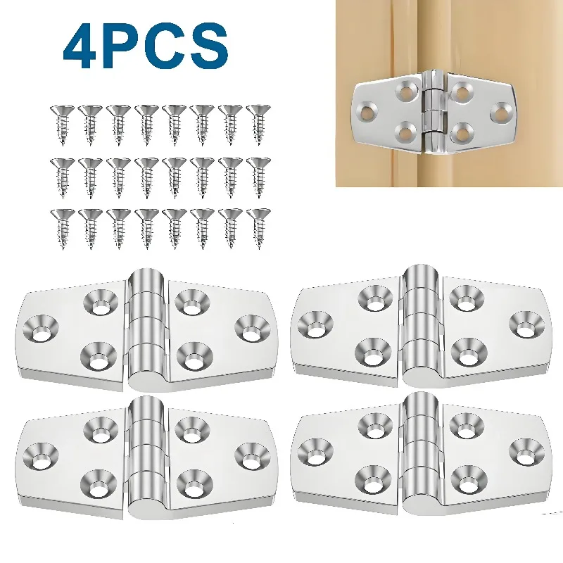 

4Pcs Stainless Steel Hinges 3" x 1.5" Heavy Duty Boat Hatch Hinge Household Door and Cabinet Hinge No Noise Hardware Accessory