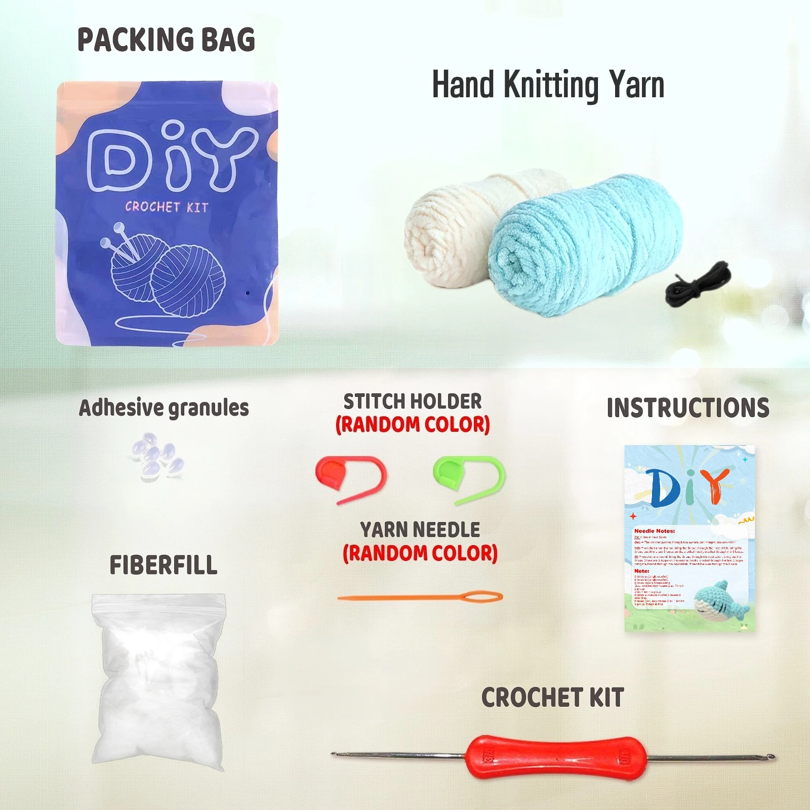 AMAXIN 2pcs Mini Shark Crochet Kit for Beginners Cute Amigurumi Starter Set with Yarn and Video Tutorial