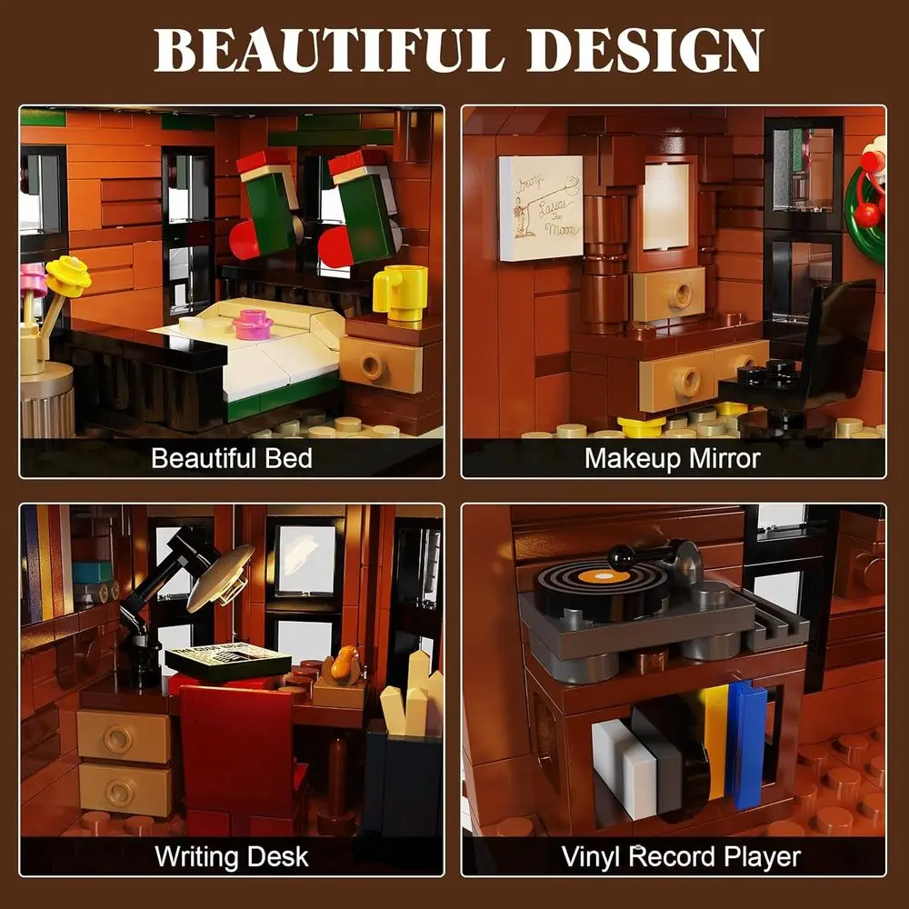 ชุดบ้านคริสต์มาสหิมะเรืองแสง บล็อกตัวต่อที่เข้ากันได้กับเลโก้จำนวน 1,549 ชิ้น เหมาะสำหรับเป็นของขวัญสำหรับผู้ใหญ่และครอบครัว