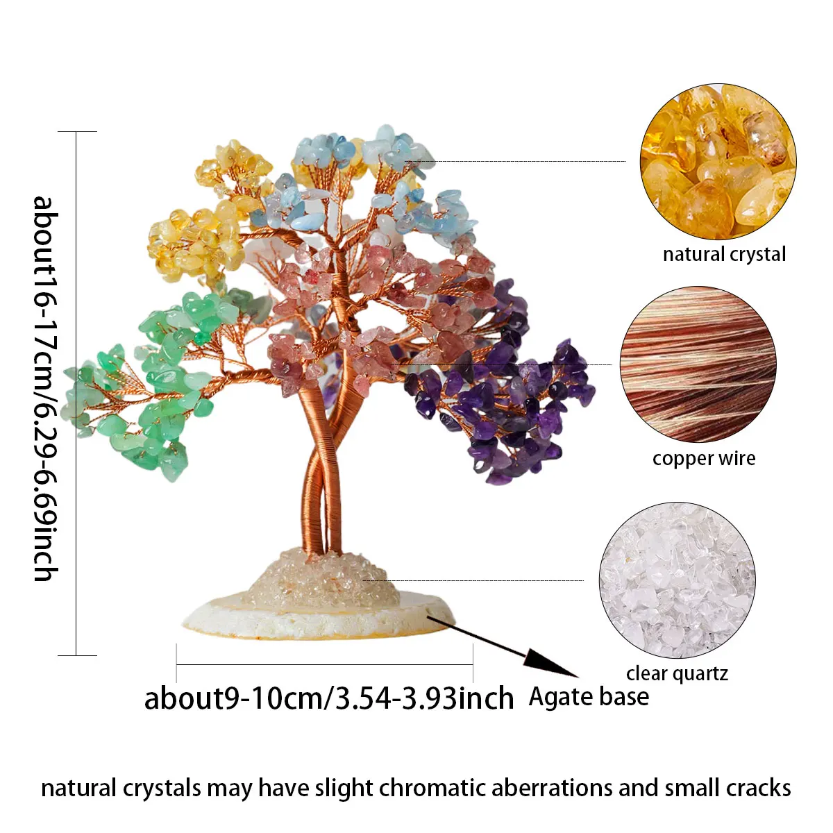 1PC Crystal Tree Natural Reiki Crystal Gemstone Chakra Healing Crystal Home Office Desk Gemstone Energy Decoration