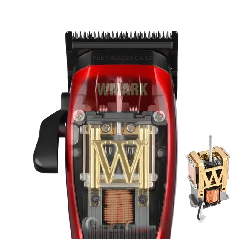 Nova máquina de cortar cabelo masculina NG-X1 da WMARK 10000 RPM pinça magnética 3 cores substituível com base de carregamento