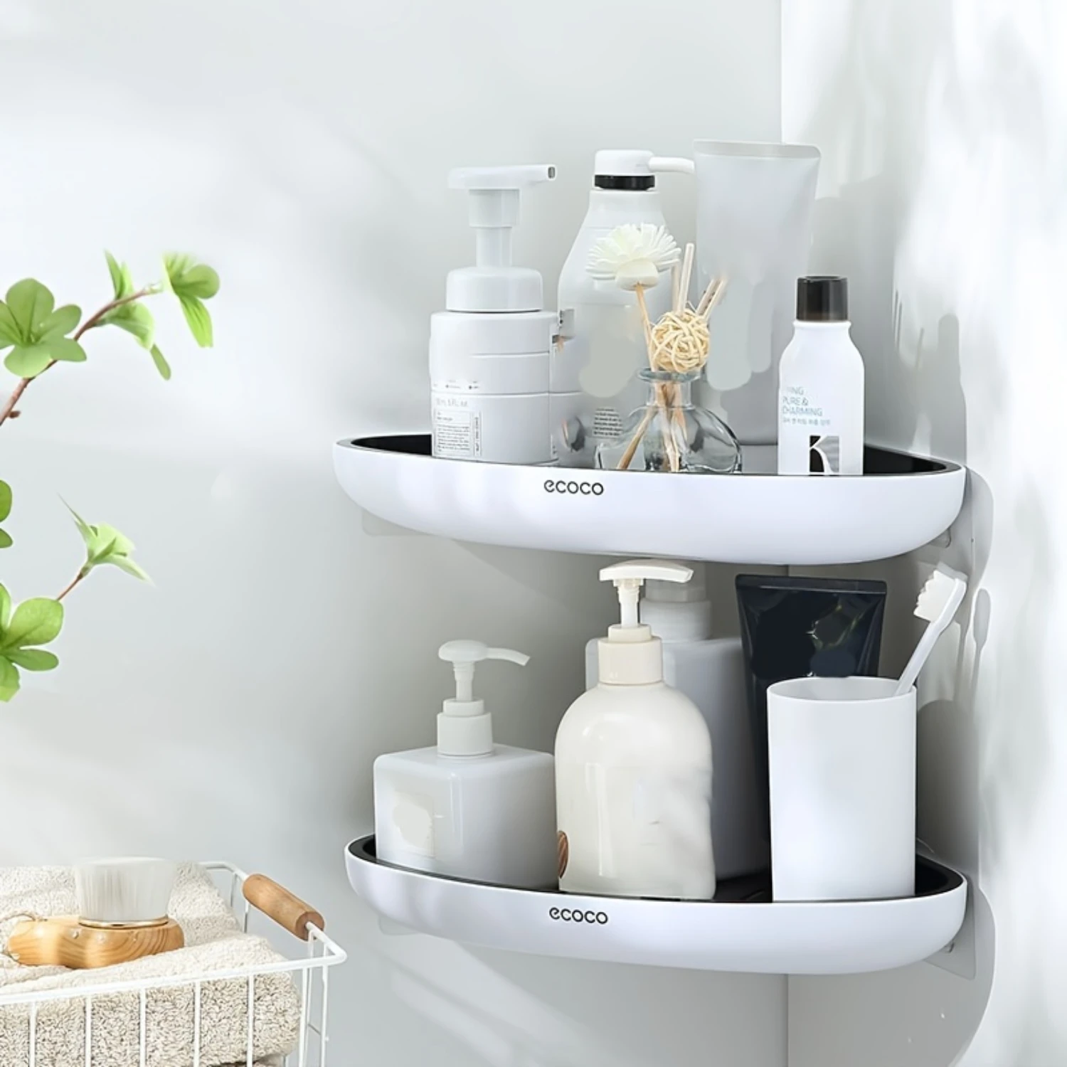 Multi-Corner Wall-Mounted Organizer Shelf - No Drill Bathroom & Cosmetics Storage Magnetic shelf Soap holder Acrylic shelf Racks