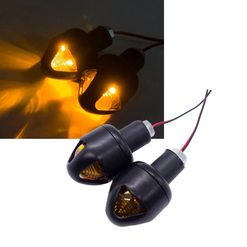 22mm Motorcycle LED Handlebar End Turn Signal Light Yellow Flasher Handle Grip Bar Blinker Side Marker Lamp Lighting