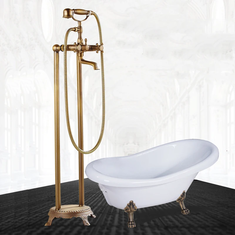 Brass Bathroom Faucet Shower Type Head Antique Brass Faucet Wall Mounted Bathtub Shower Mixer Tap Shower Faucet Shower Set Mixer