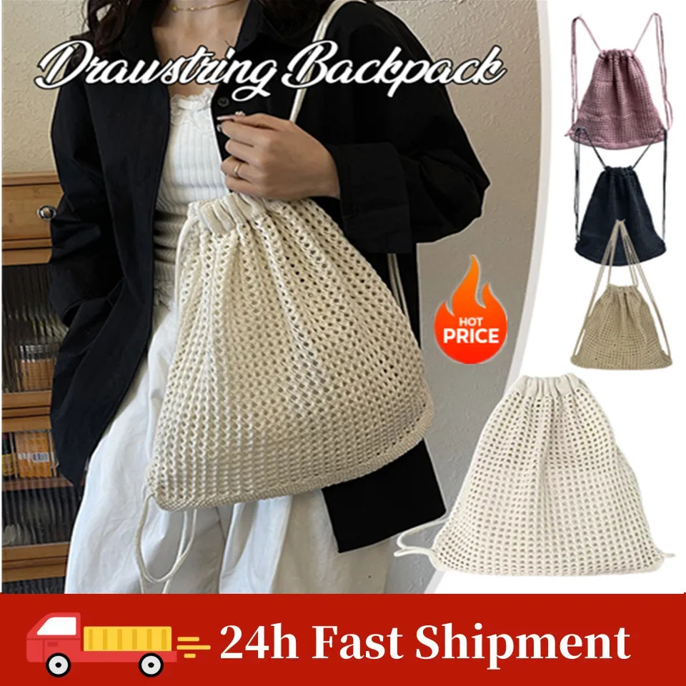 

Fashion Women Hollow Woven Shoulder Bags Large Capacity Crochet Bag Knitting Handbags Eco Female Shopping Tote