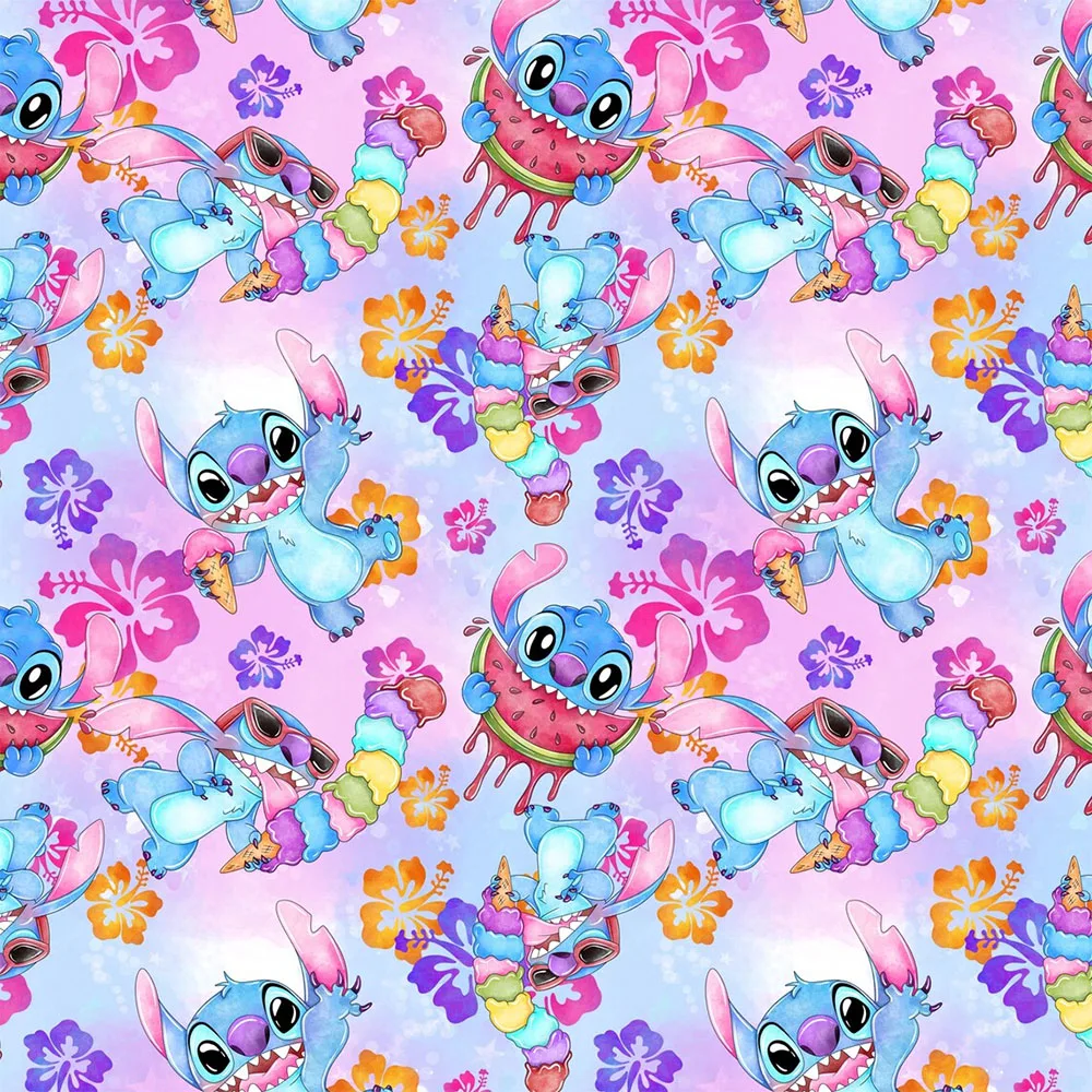 Disney Princess Stitch 50*145cm Polyester 100% Cotton Fabric Sewing Quilting Fabric Needlework Material DIY Handmade Patchework