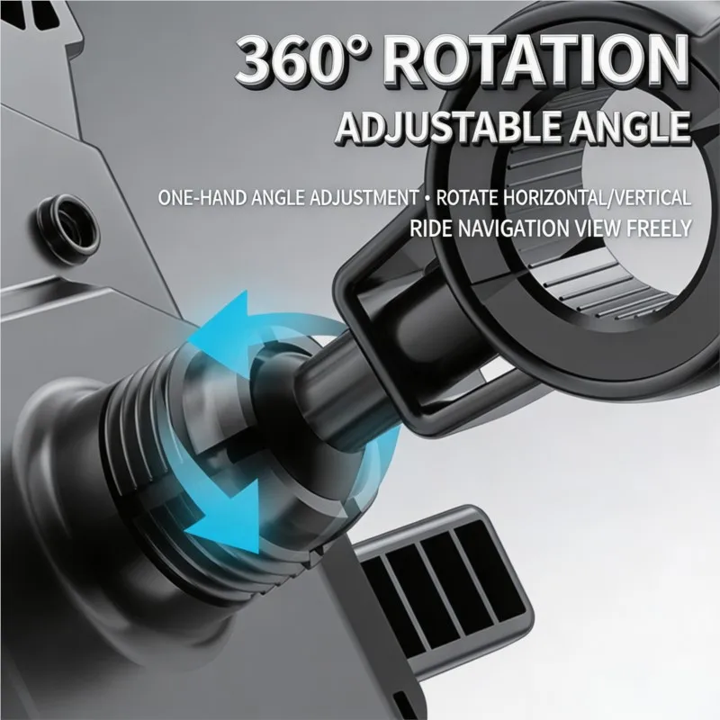 Motorcycle Rider Phone Mount Anti-Shake Shockproof Bicycle Phone Holder Silicone Non-Slip Handlebar Phone Stand 360° Rotation view 6