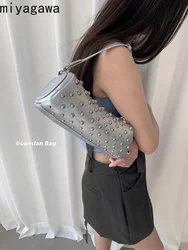 Miyagawa 2024 Spring New Niche Rivet Design Cylinder Bag Single Shoulder Underarm Bags for Women