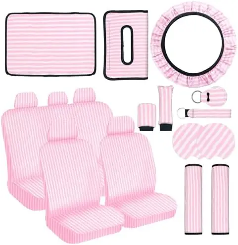 

Stripe Car Seat & Steering Wheel Cover Set – Universal Fit for Sedans & SUVs Interior