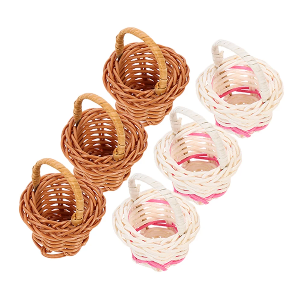 Mini cestini da 8 pezzi in materiale naturale per bambini, mini cestino portaoggetti con manico, decorazione per foto, oggetti di scena, organizer per piccoli oggetti