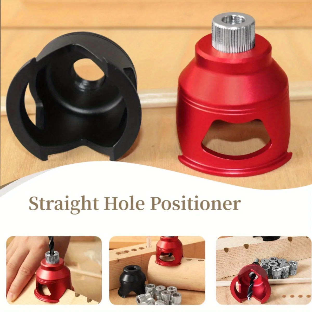 90° Self-Centering Drill Straight Hole Drilling Jig, Aluminum Woodworking Positioner 3pcs/9pcs Steel Bushing with 3 Drill Bits
