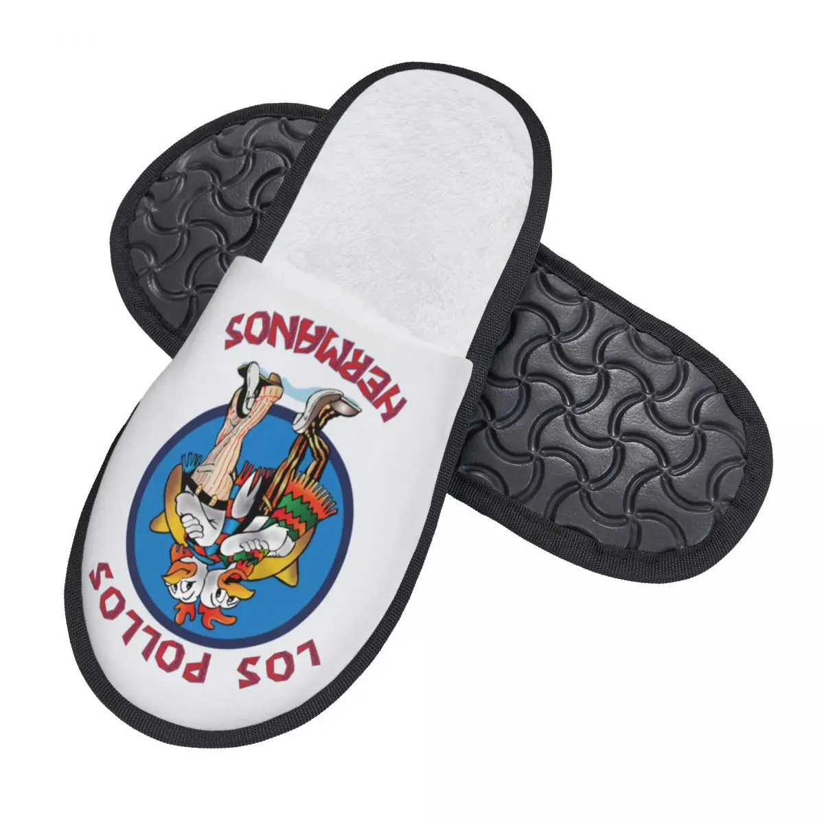 Custom Funny Los Pollos Hermanos House Slippers Women Comfy Memory Foam Breaking Bad Slip On Hotel Slipper Shoes