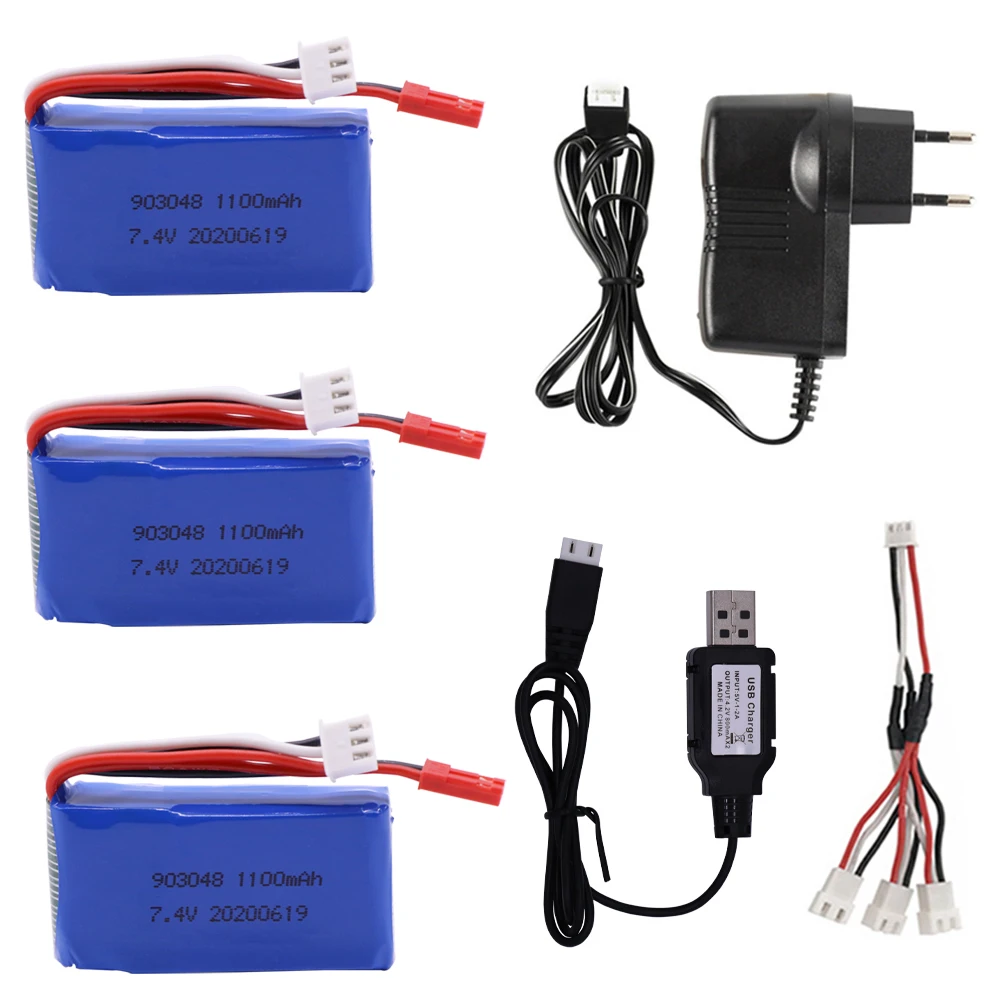 Rechargeable Lipo Battery 7.4V 1100mAh 2S with Charger For Wltoys V353 A949 A959 A969 A979 k929 RC Car Boat Helicopter Toy Parts