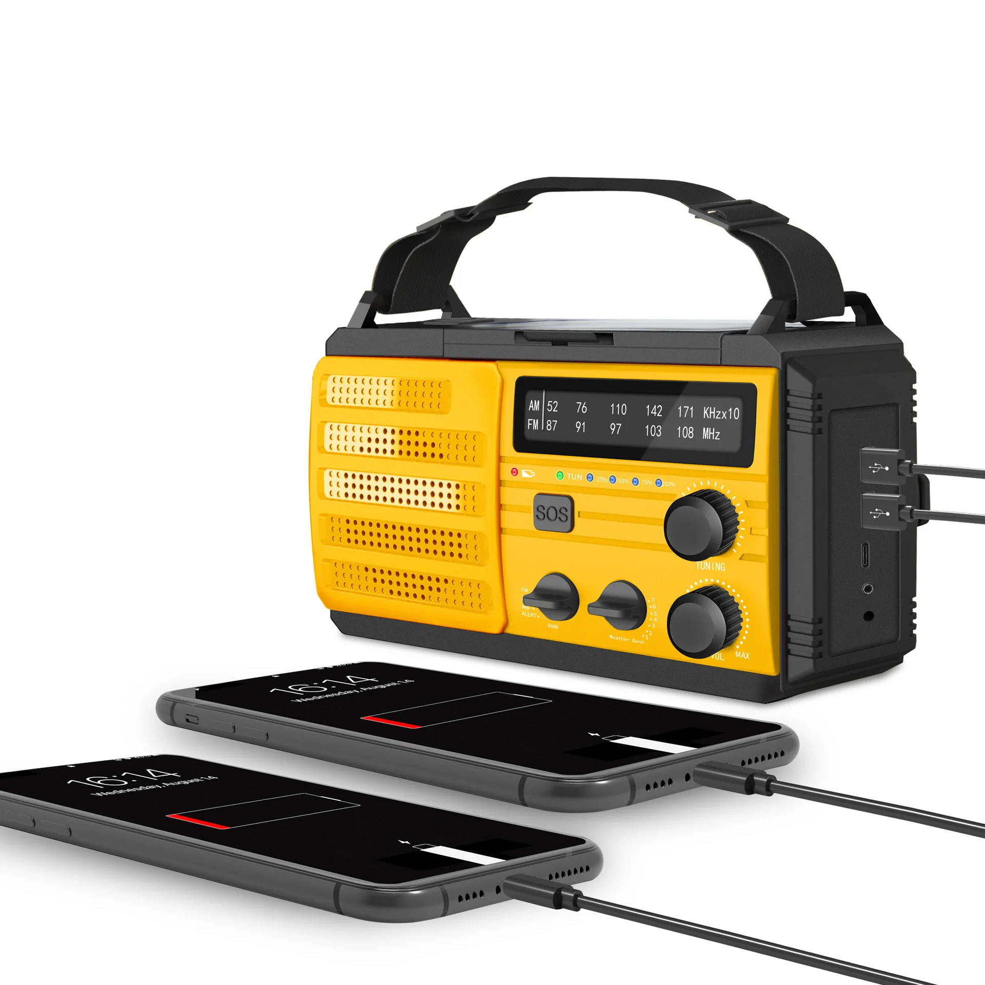 2024 Solar Radio Multi functional Hand cranked Charging Radio Portable Emergency Radio Outdoor Charger