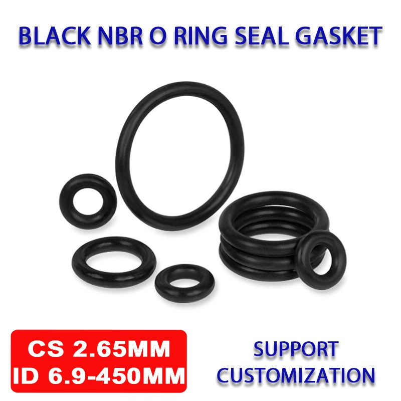 NBR O Ring Seal Gasket CS 2.65mm ID 6.9-450mm Nitrile Butadiene Rubber Spacer Oil/Corrosion Resistance Washer Black Sealing Ring