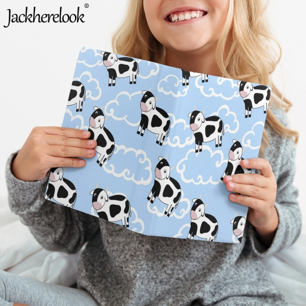 

Cartoon Cow Print Bookbag School Supplies Book Cover for Students 9-11Inch Custom Textbook Protective Cover Hardcover Book Cover