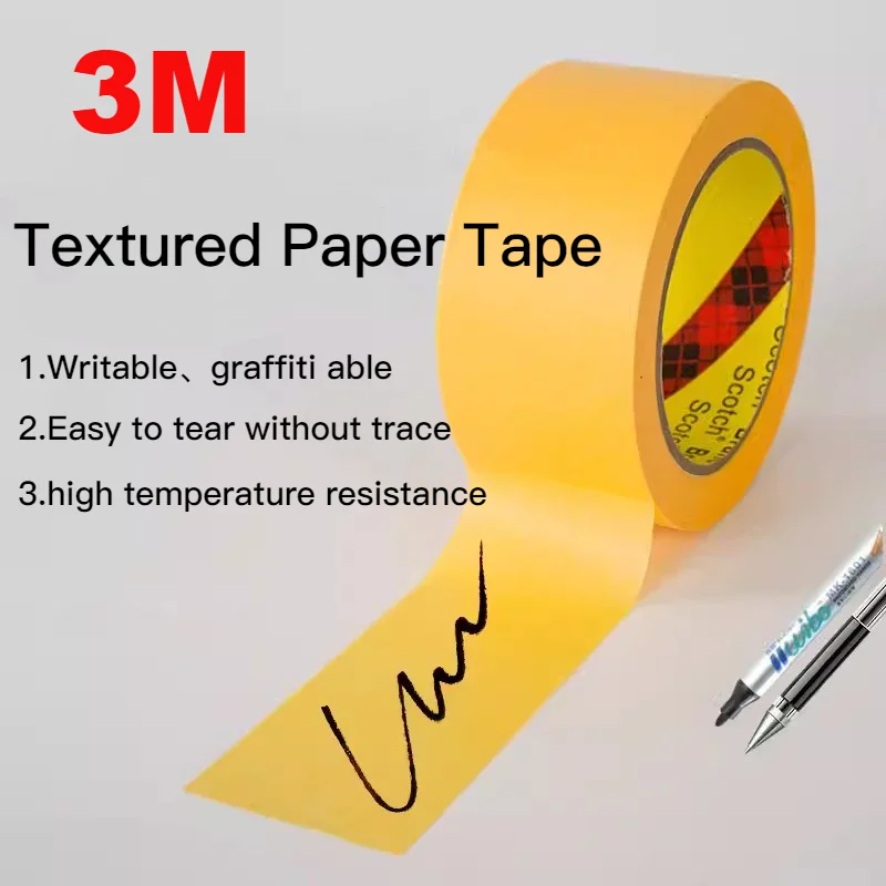 3M Writable Spray 244 Fine Paper Tape 50m Tape High-Density Base Paper Impermeable Tape Multi-Size Hand Tear No Residue Tape