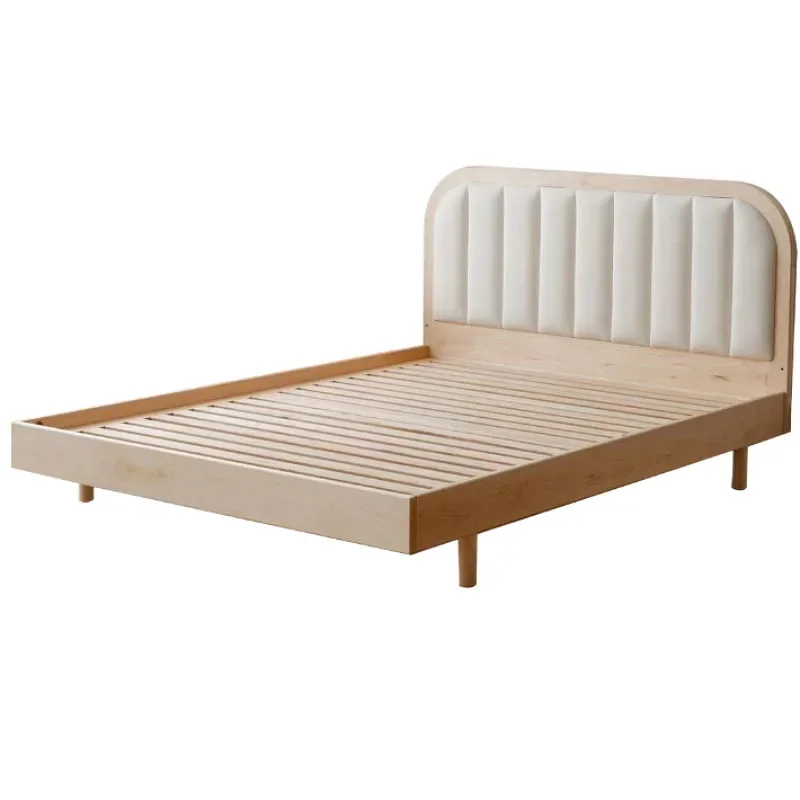 

All solid wood hard maple soft bag bedside, cartoon children's bed with guardrail, cherry wood black walnut