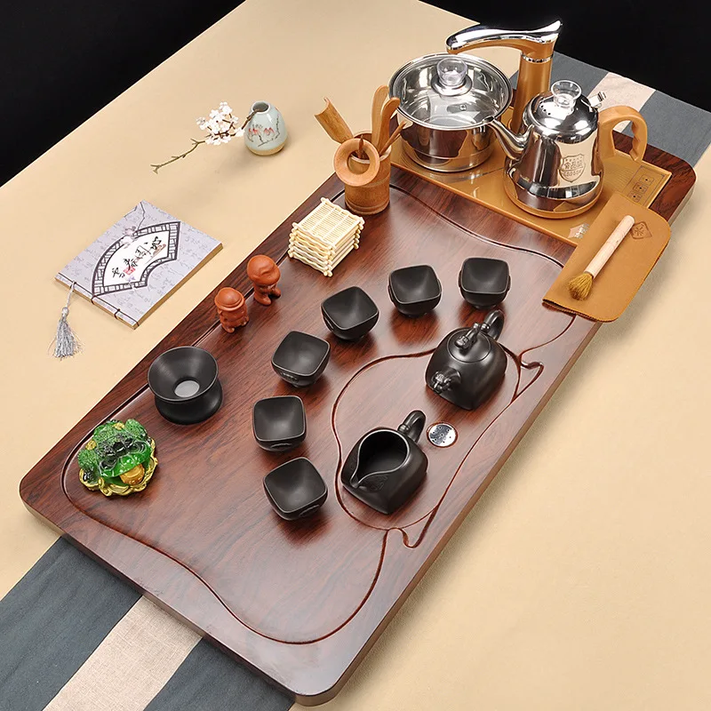 Hot sale wooden tea tray,full-automatic Kongfu tea set with  all  accessories for tea lovers