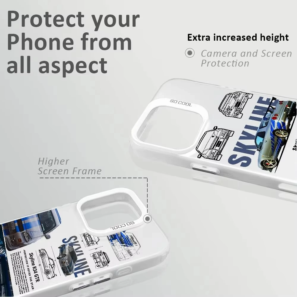 حافظة هاتف F-Fast and F-Furious R-R34 لهاتف آيفون 17 برو 16 15 14 13 12 11 Pro Max 16 Plus 16E 17 غطاء خلفي مضاد للصدمات