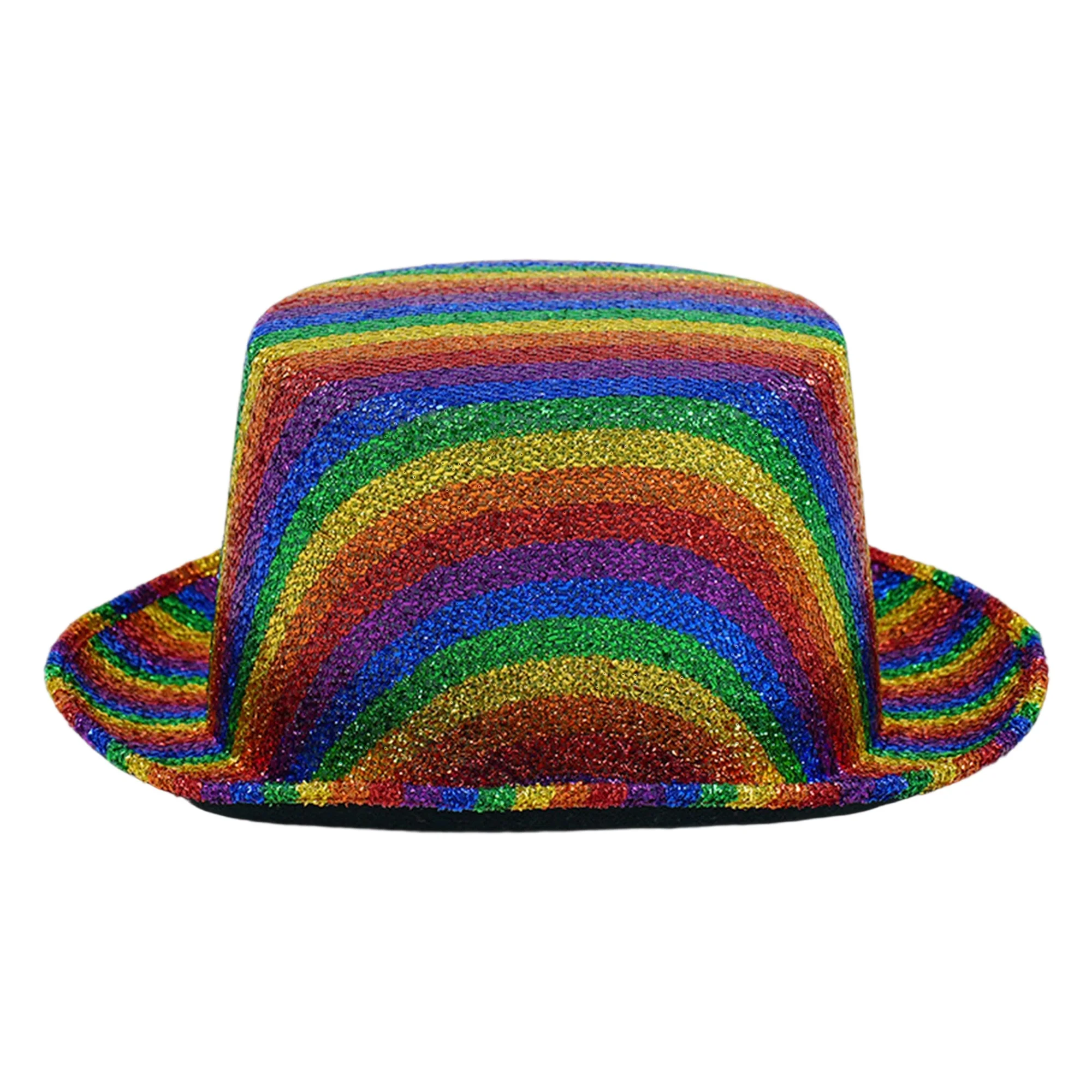 قبعة فيدوراس للسيدات، قبعة كلاسيكية مخططة بألوان قوس قزح، قبعة بنما كاجوال، إكسسوارات ملابس الحفلات