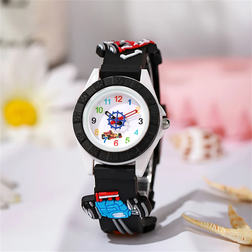 Kinderhorloges Cool Cartoon Robot Quartz Horloge Mode Sport Zwarte Siliconen Jongens Meisjes Cadeau Polshorloge