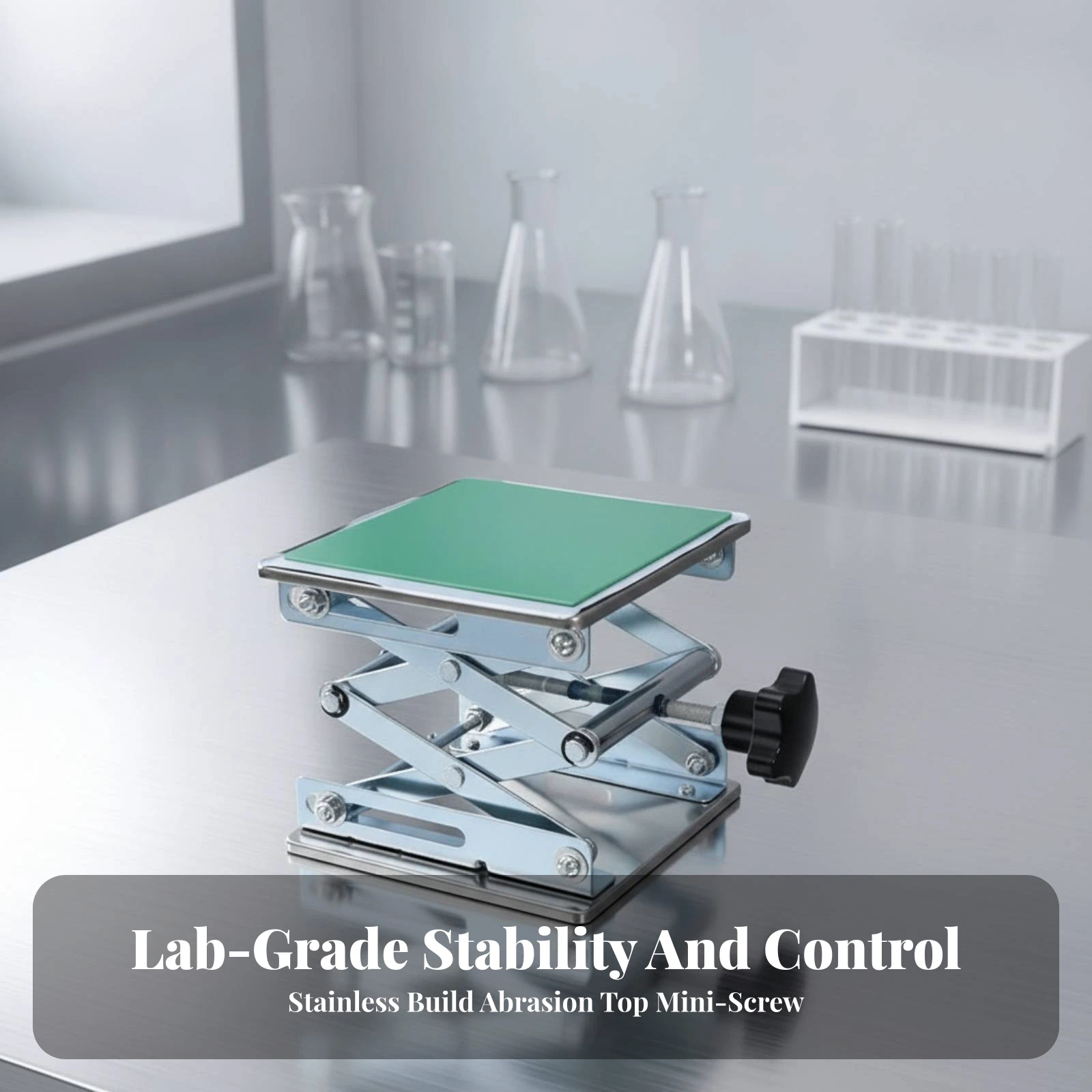 Manual Laboratory Jack with Anti-Slip Film Corrosion-Resistant Laboratory Lifting Platform Scissor Lift Stand Rust-Proof