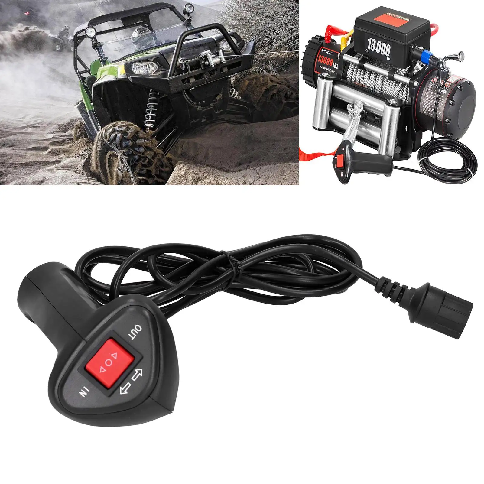 Electric Winch Remote Control Controller with 9.2ft Cable for Car Off‑Road Vehicle