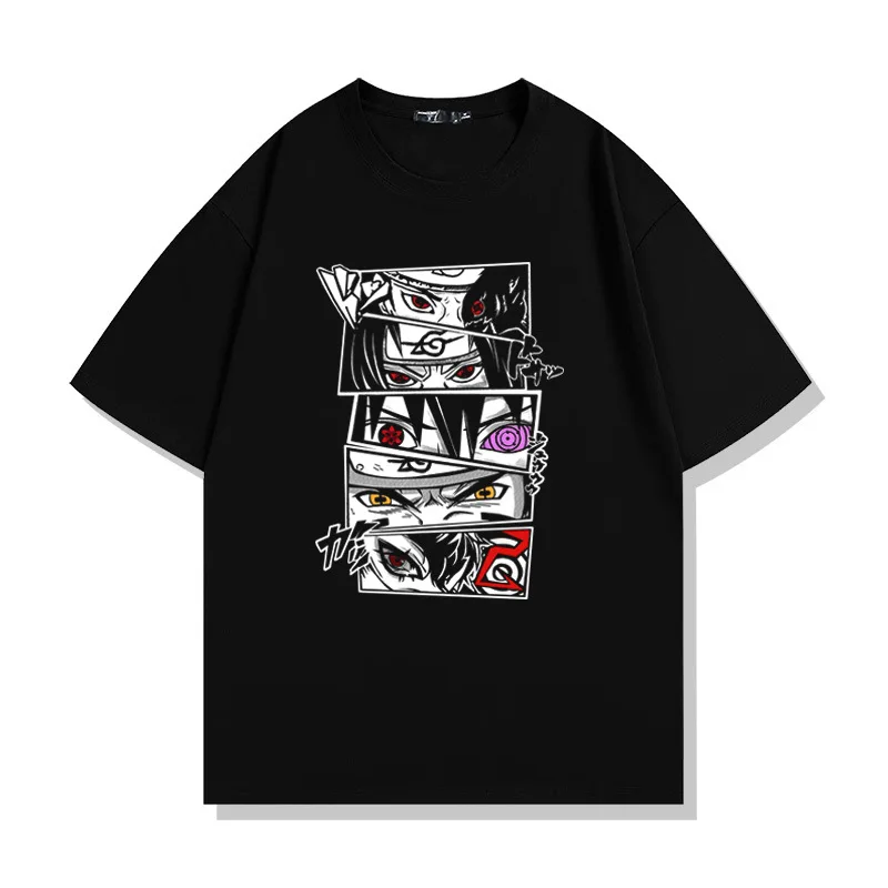 Loose Summer Children's T-shirt Japanese Anime Naruto Peripheral Pure Cotton Printed Parent-child Casual Short Sleeved Shirt