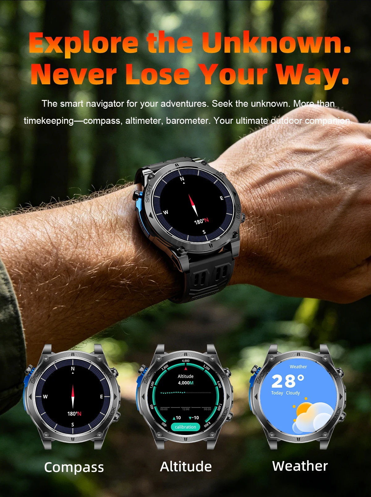 Neue T-RX 4 Militär-GPS-Smartwatch für Herren, 6 Satelliten, präzise Positionierung, 10 ATM wasserdicht, HD-Anruf, 170+ Sportmodi, LED-Taschenlampe – Detail 10