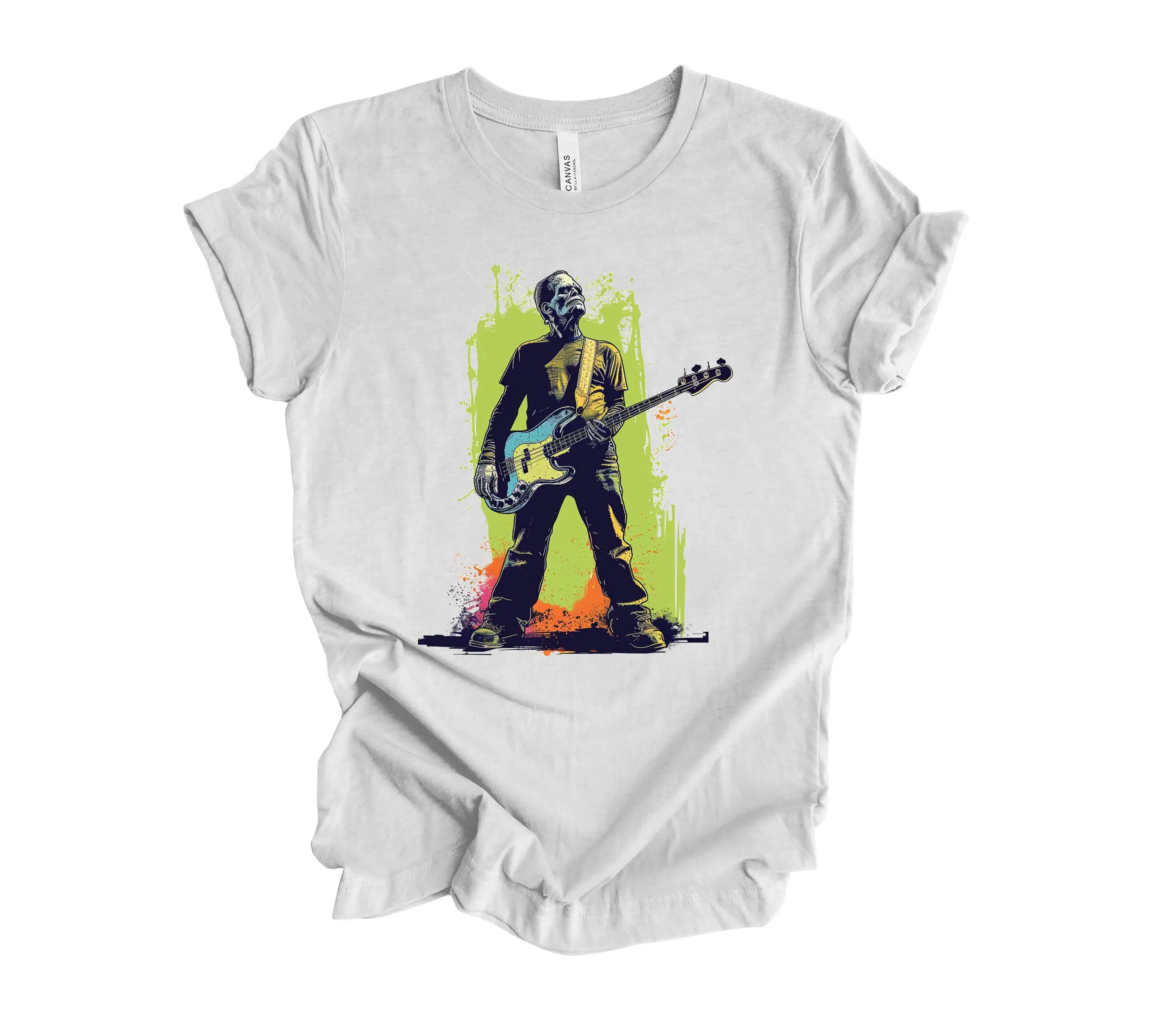 Frankenstein Bass Guitar T Shirt Young Funny Music Rock and Roll Oddly Specific