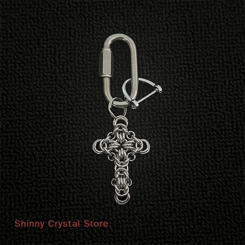 Y2K EDC Carabiner Key Clip, Religious Cross Crucifix Design, Perfect for Men and Hiking;