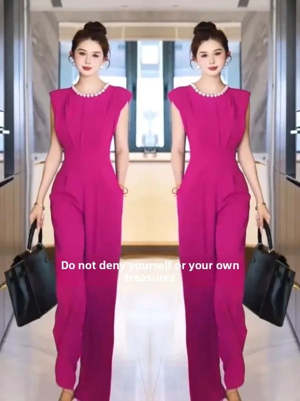 Faionable Ele One-Piece Summer 2025 Slimming High Waist Long Pants Polyester Fiber Versatile Sli Advanced Feeling