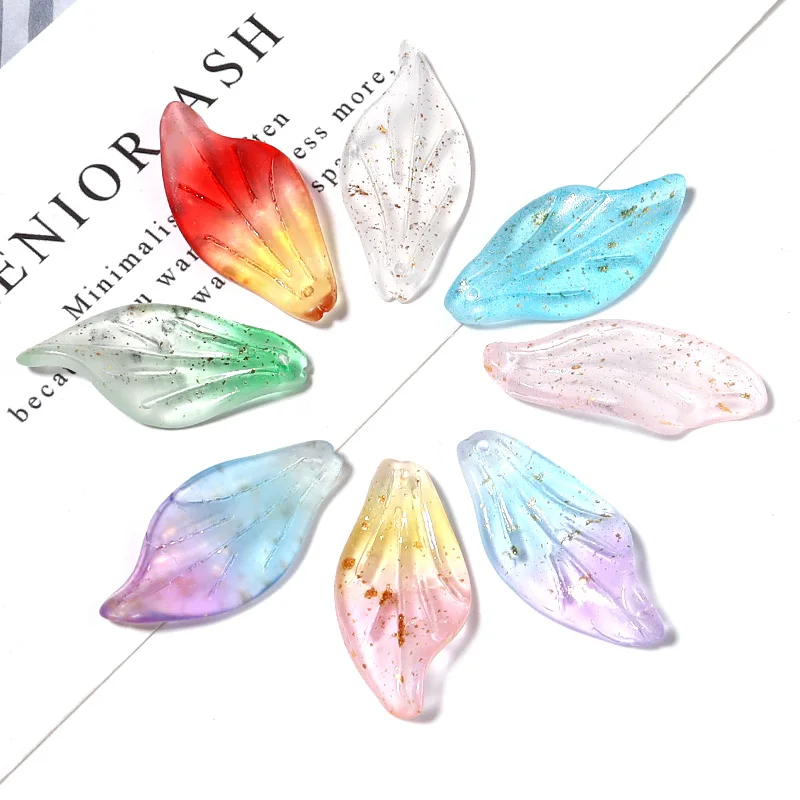20 sztuk Lampwork kształt liścia koralik 29x14mm kolorowe szkło luźne wisiorki koraliki do tworzenia biżuterii DIY bransoletka akcesoria rzemieślnicze — zdjęcie 3