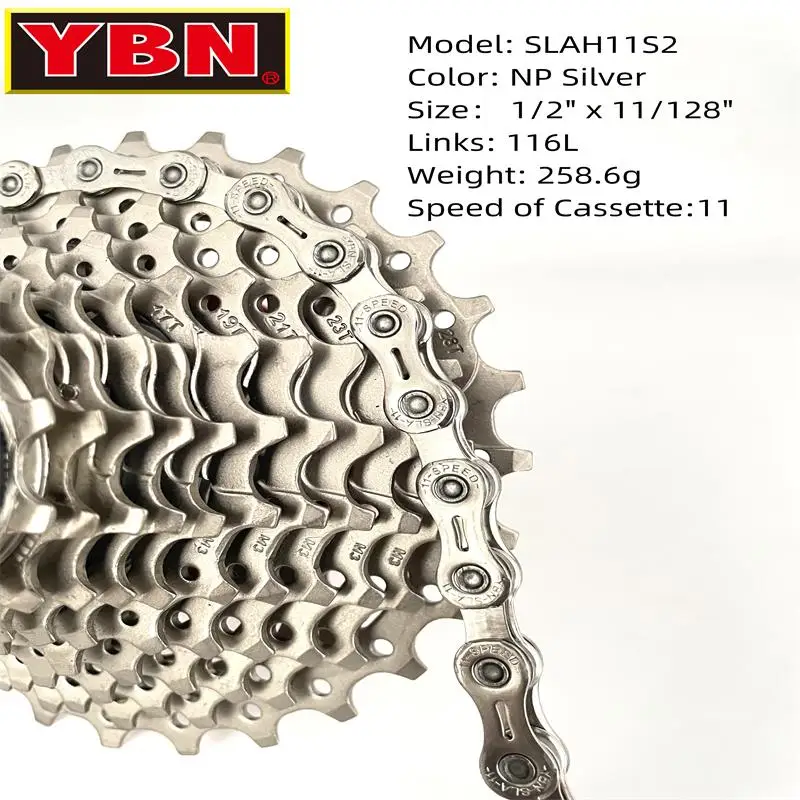 YBN Bike Chain 11 speed SLAH11 Half hollow  oil slick Titanium coating MTB road bike chain for Shimano/ SRAM