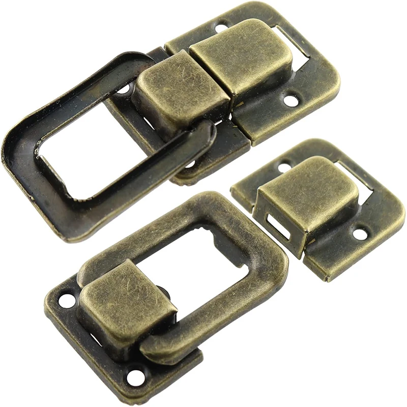 4 Stück Retro-Box-Haspeln, Kippschloss-Verriegelung, Fänge für Schmuckschatulle, gewöhnliche Box, Geschenkbox, Holzkiste, Silber oder Bronze, 38 x 25 mm