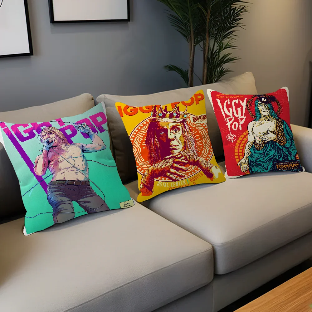 L-Iggy P-Pop Band Cushion Cover Pillowcase Upholstery Sofa Throw Pillow Home Decor Pillowcas