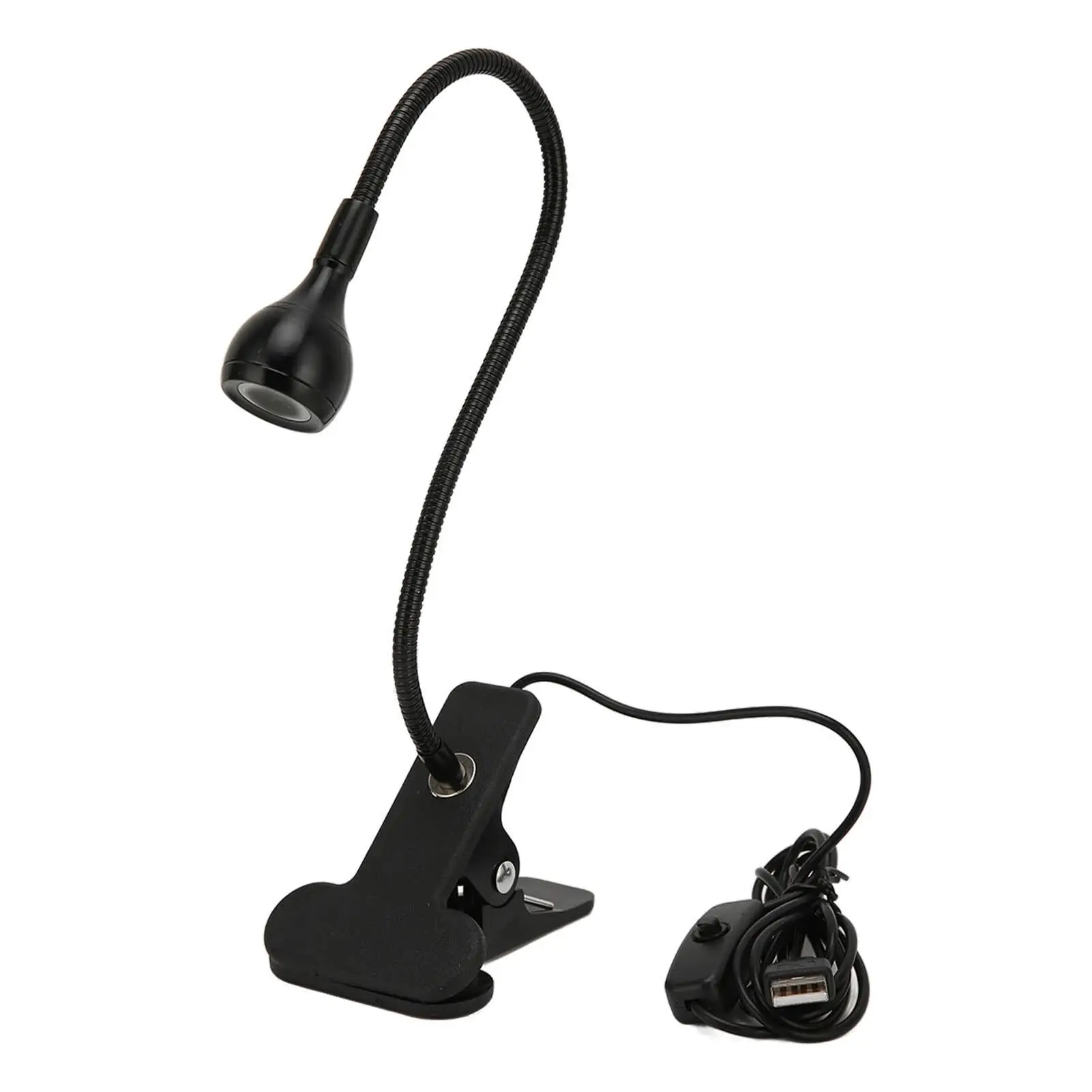 Portable USB Gooseneck LED Reading Light with Warm Eye Protection - Clip Base for camping & More