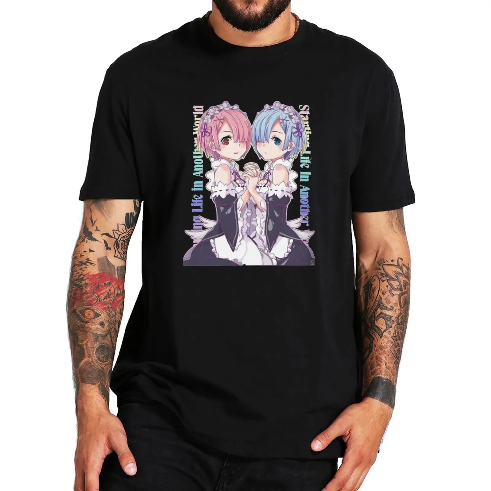 Re Zero Anime World Ram And Rem T Shirt Life In A Different World From Zero Tshirt Japanese Manga Aesthetic Art Tee ShirtF