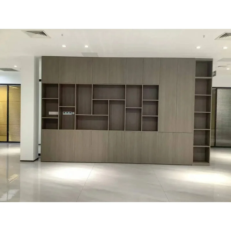

custom.Whole House Custom Multifunctional Display Cabinet Wood Grain + Hidden Handle + Partitioned Storage Combo