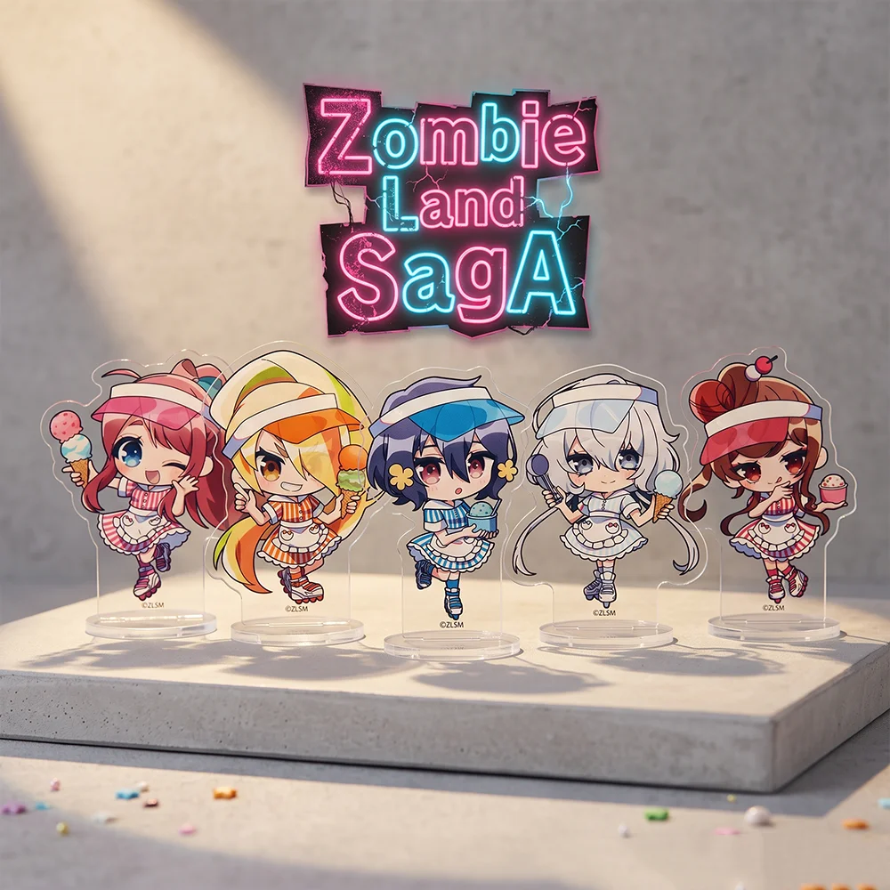 Zombie Land Saga Ice‑cream Shop Ver 10CM Acrylic Stand Keychain 2026 New Anime Stand Desk Ornament Backpack Charm Gift For Fans