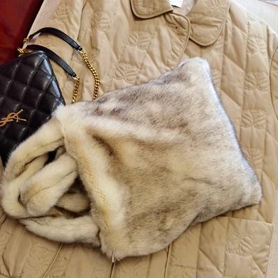 Sevimli çanta Faux kürk pelüş çanta kadın sonbahar ve kış peluş küçük çanta