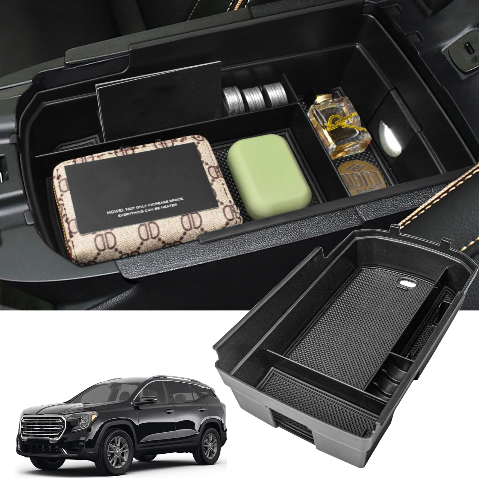 

Center Console Storage Box Tray for 2018-2024 GMC Terrain Armrest Storage Box Organizer Secondary Car Interior Box Accessories