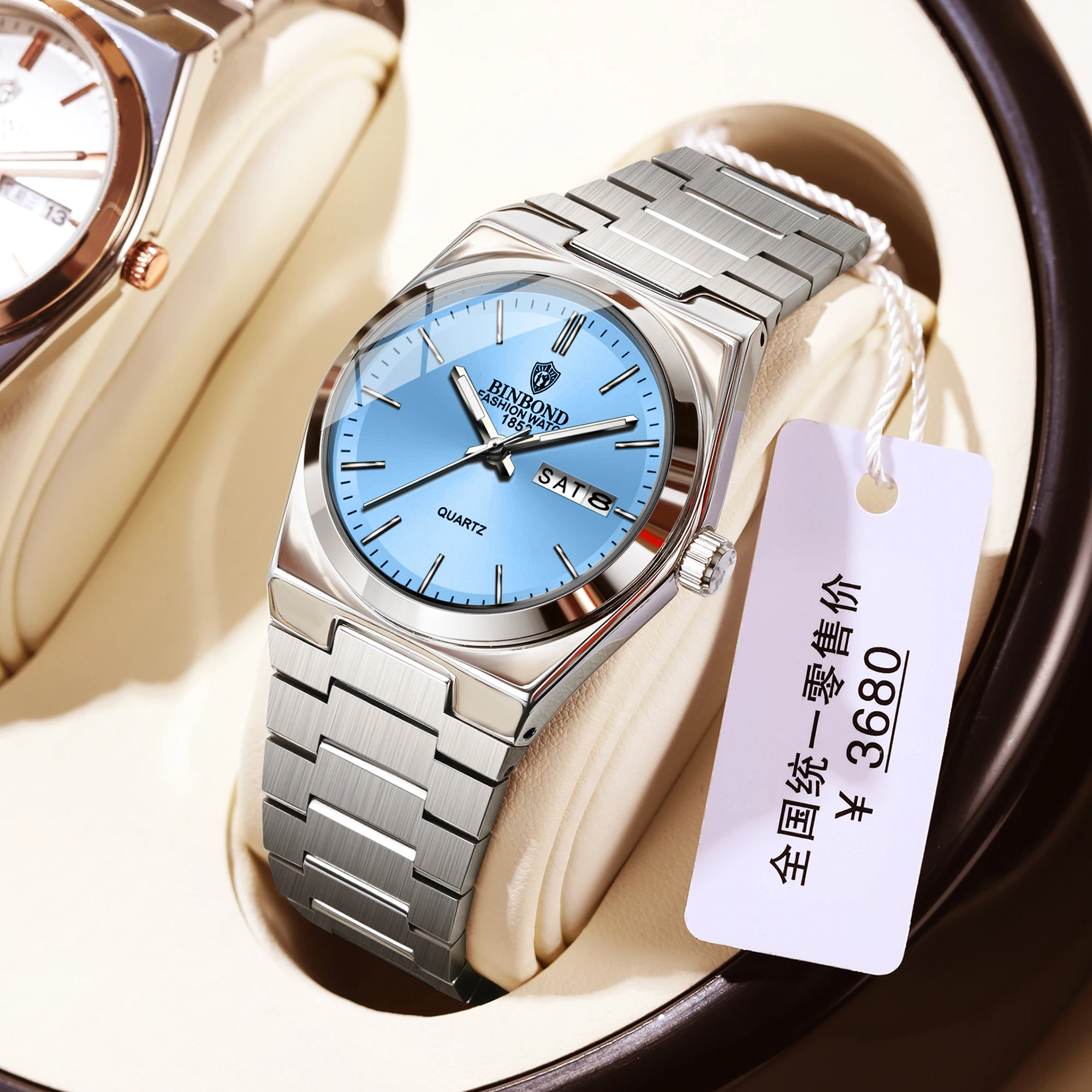 

BINBOND New 103 Ultra Thin Business Women's Quartz Watch Double Calendar Waterproof Night Light Non Mechanical Women's Watch
