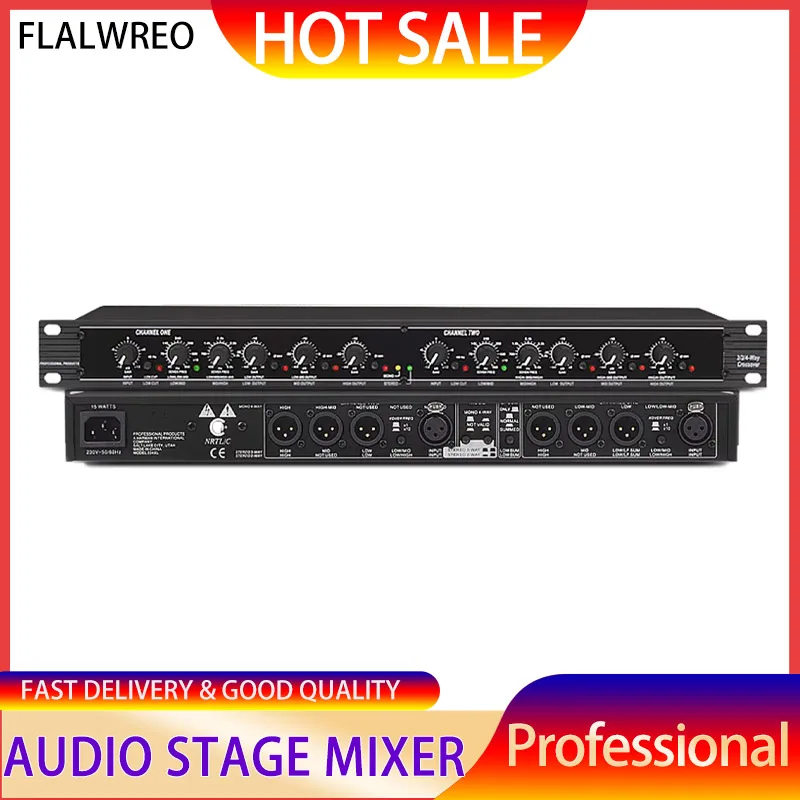 

FLALWREO 234XL Crossover 2-/3-/4-Way Electronic Crossover Audio Crossover Professional Stage Show Equipment