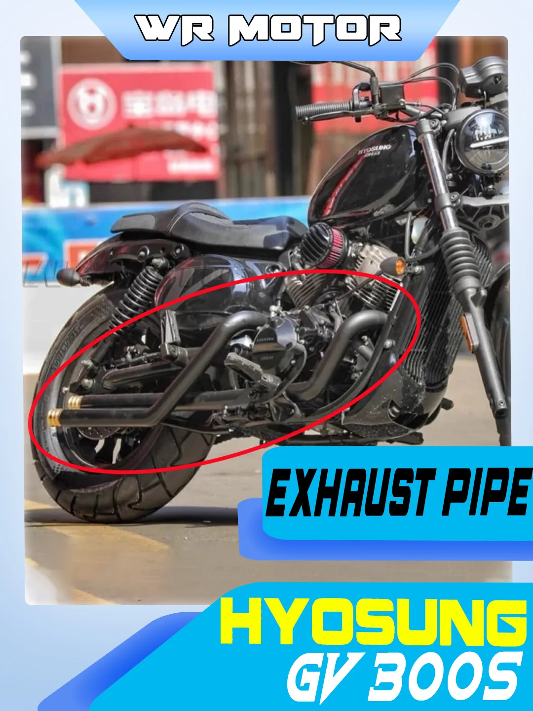 Straight‑Flow Rear Tail Muffler Retro 2‑Into‑2 Dual Exhaust Non‑Destructive Fit For HYOSUNG GV300S Modification Parts