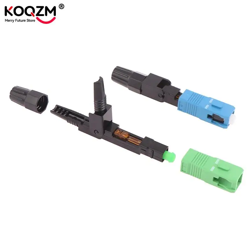 Conector rápido de fibra óptica SC APC integrado, adaptador de modo único FTTH, montaje de campo, 5 piezas