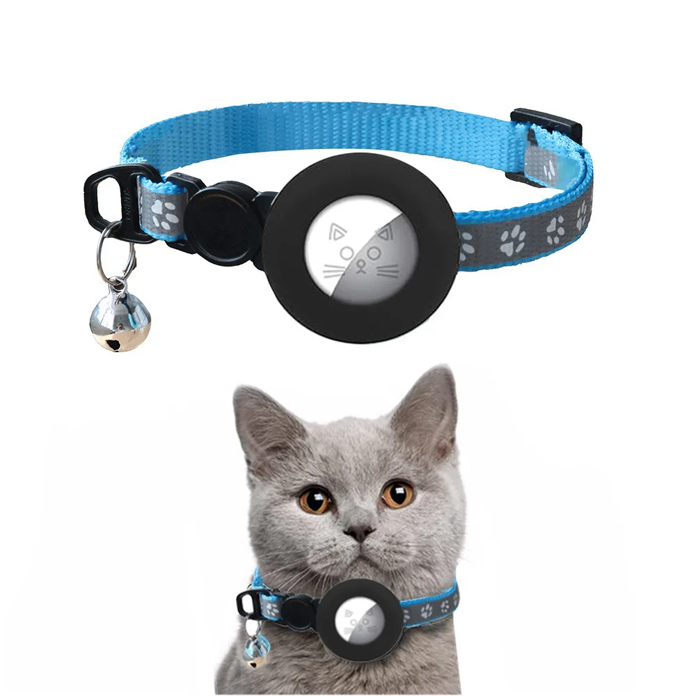 Eayburst Cat Collar for Apple Airtag Case with Bell Adjustable Safety Buckle Reflective GPS Collar for Kittens Puppies 7-12 Inch